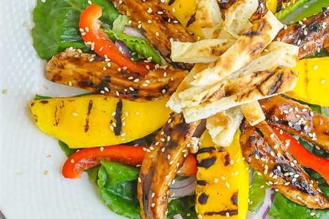 Chicken Teriyaki Salad with Grilled Mango