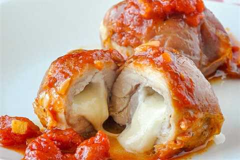 Stuffed Chicken Thighs with Mozzarella Prosciutto & Quick Tomato Sauce