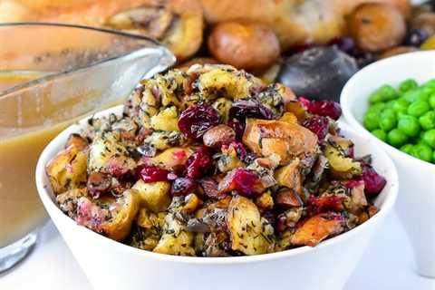 Herb Cranberry Stuffing w/ Garlic Herb Butter Roast Turkey